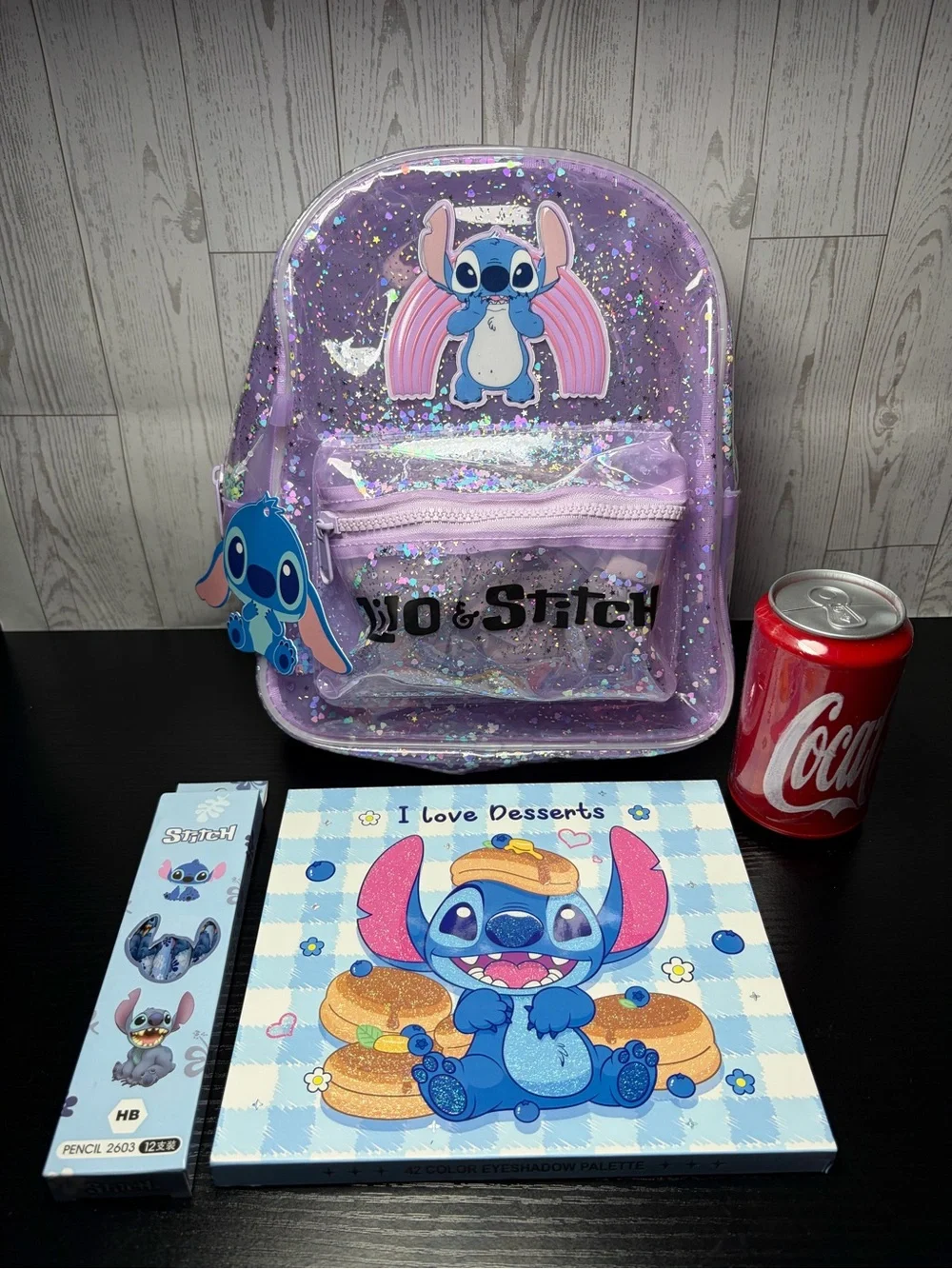 Stitch Purple Glitter Backpack Bundle